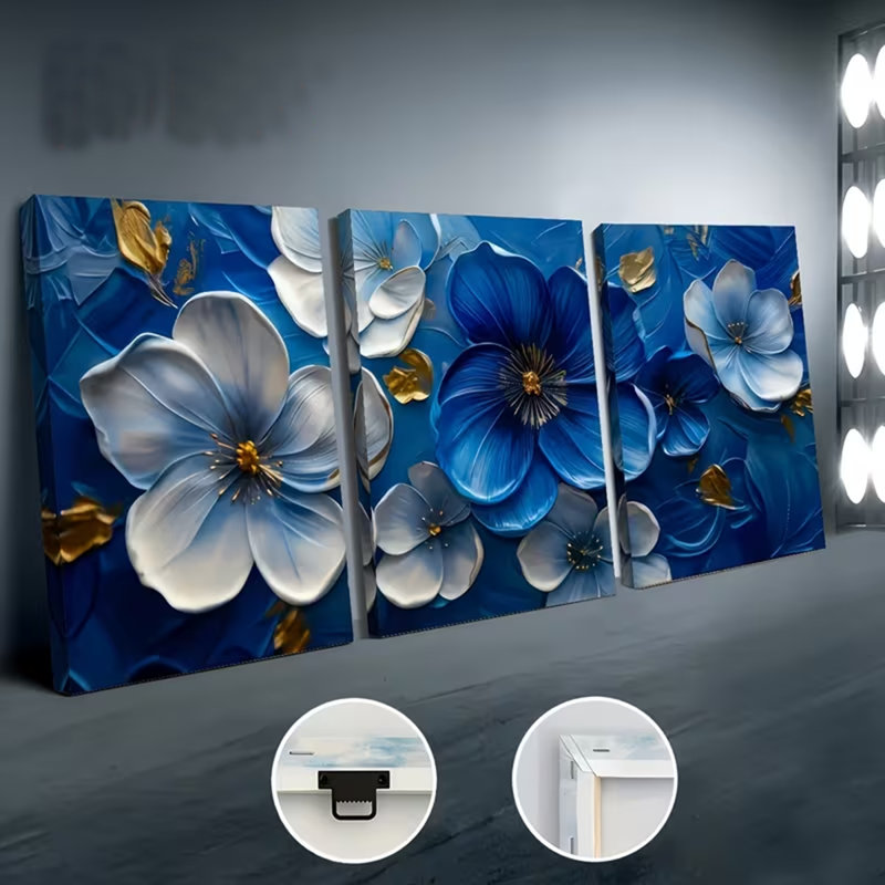 3 Piece Wrapped Canvas Print, 45 cm H x 90 cm W