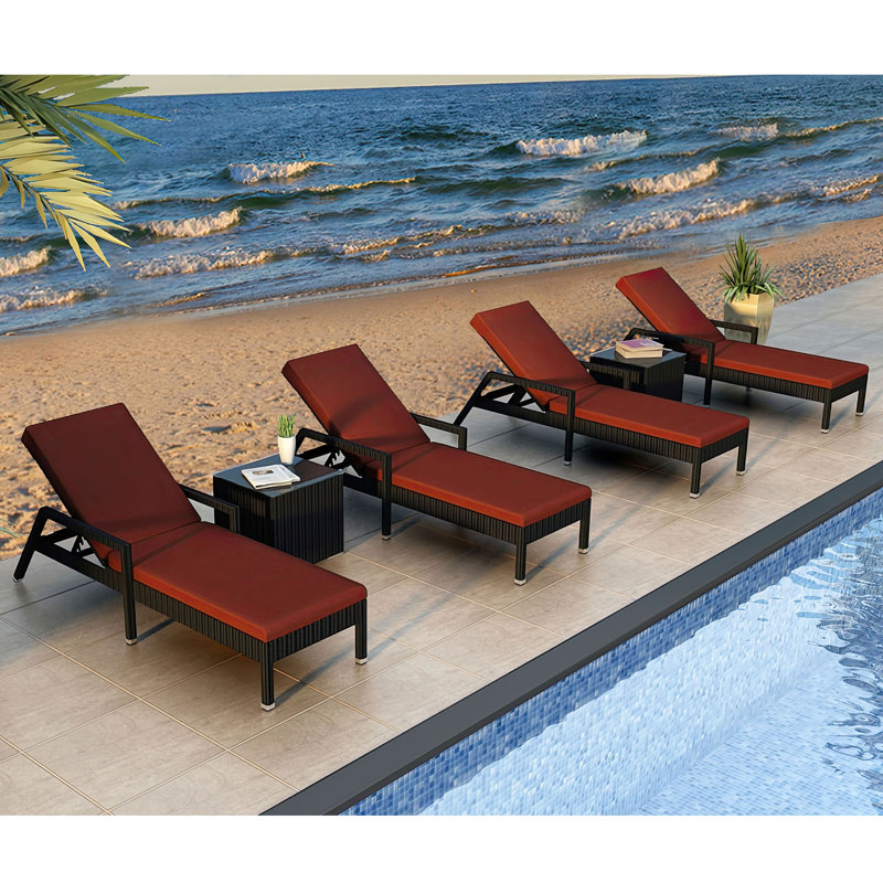 Obaid Outdoor Chaise Lounge, Coffee Bean, Canvas Henna Sunbrella® Canvas