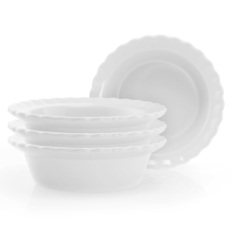Chantal Oval Stoneware Stainless Steel 4 Piece Ramekin Baker Bakeware Set, White
