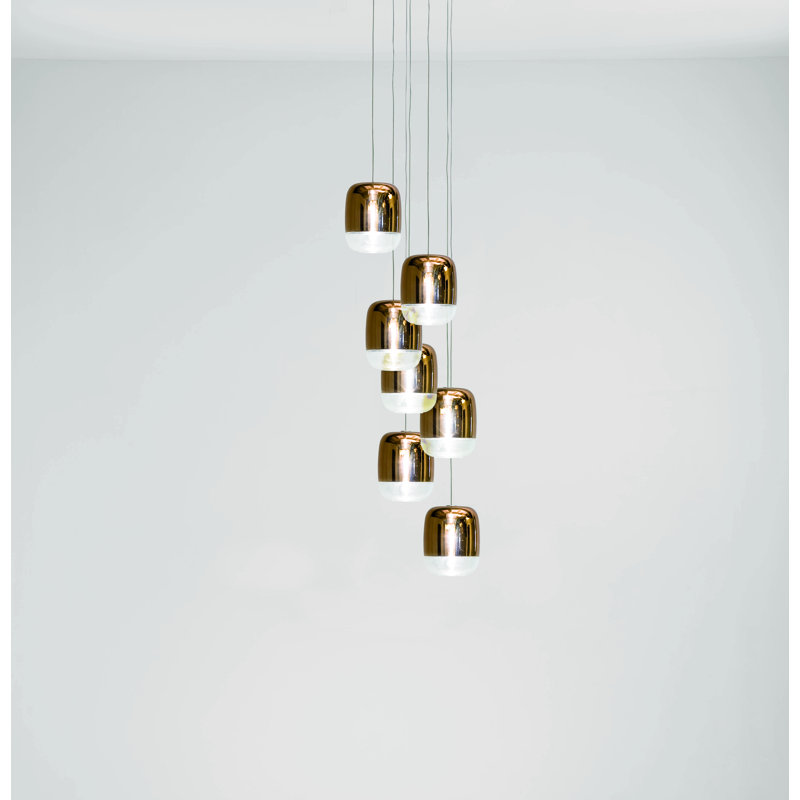 Gong 7 - Light Matt Silver LED Cluster Pendant, Copper