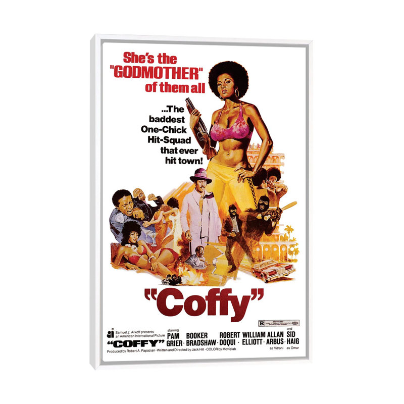 Coffy Film Poster by Radio Days - Print on Canvas, White Framed, 101.6 cm H x 66.04 cm W