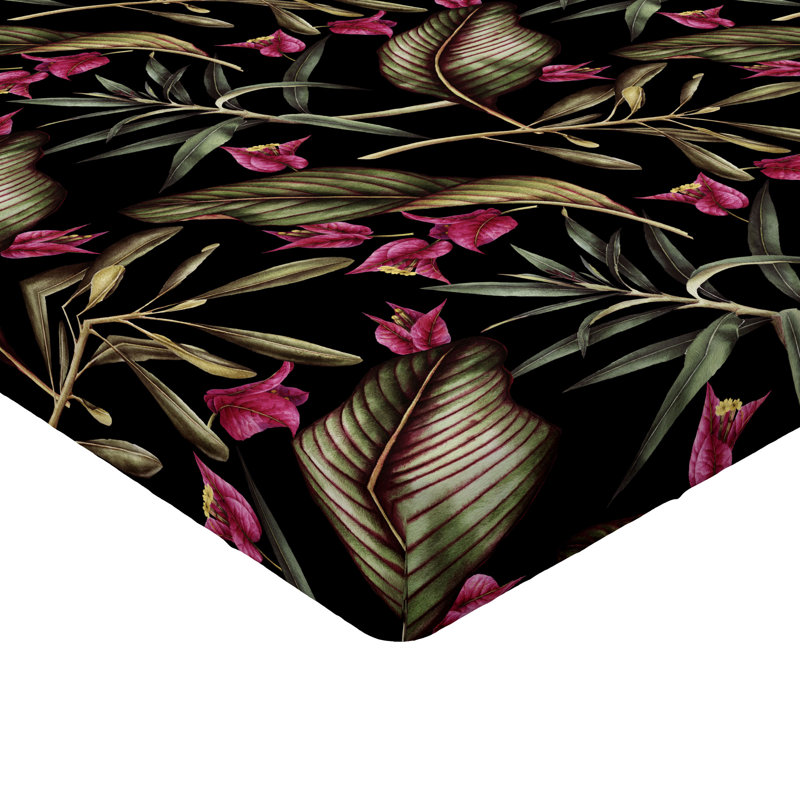 Drap-housse Ambesonne, Framboise, vert olive / floral, Drap-housse de taille très grand