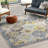 Hillsby Machine Woven Oriental Blue/Yellow/Gray Area Rug-687680450