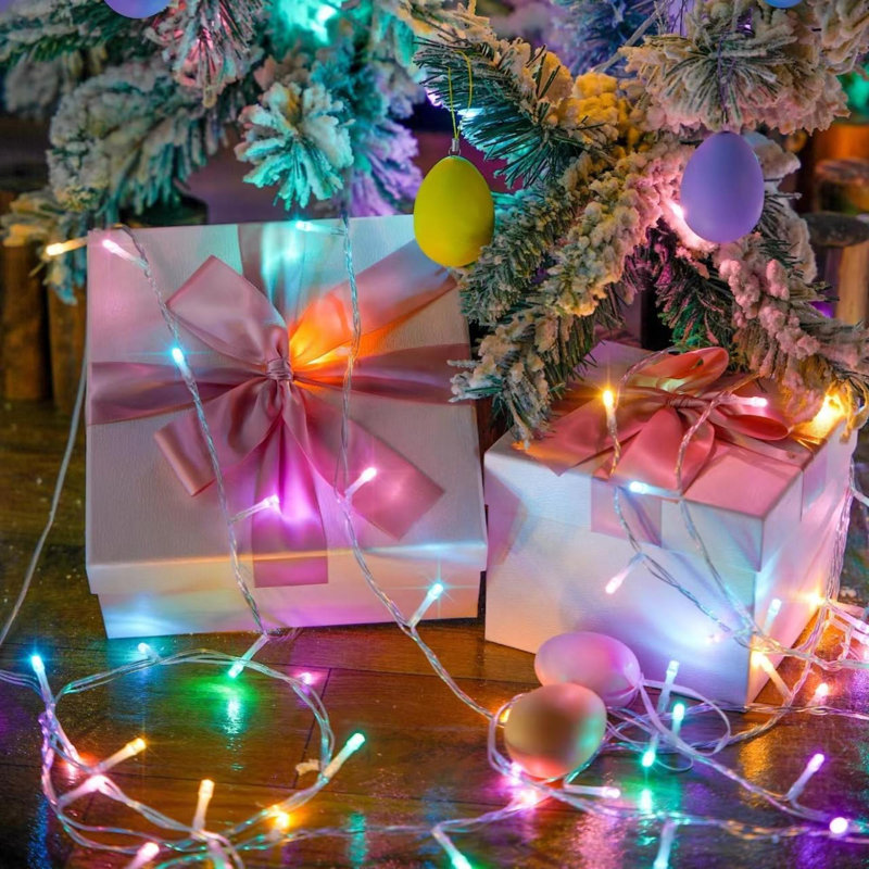 Lumières de Pâques multicolores transparentes pour l'intérieur et l'extérieur, 600 lumières de Pâques multicolores à DEL, lumières de Noël colorées de 168 pi pour les décorations de Pâques de la chambre de l'arbre