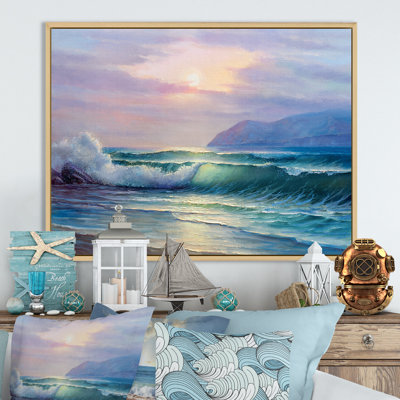 " Beautiful Ocean Sunset And Waves "