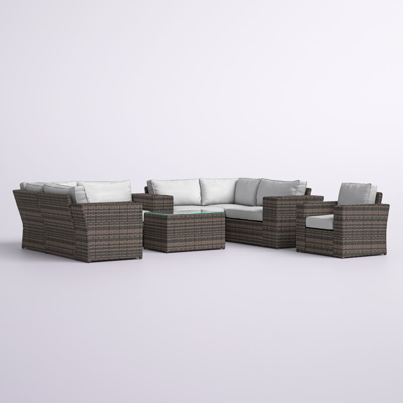 Elodie Wicker Fully Assembled 5 - Person Seating Group with Cushions