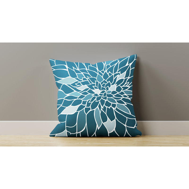 Raina Outdoor Reversible Throw Pillow, Turquoise, 19W" x 19H"