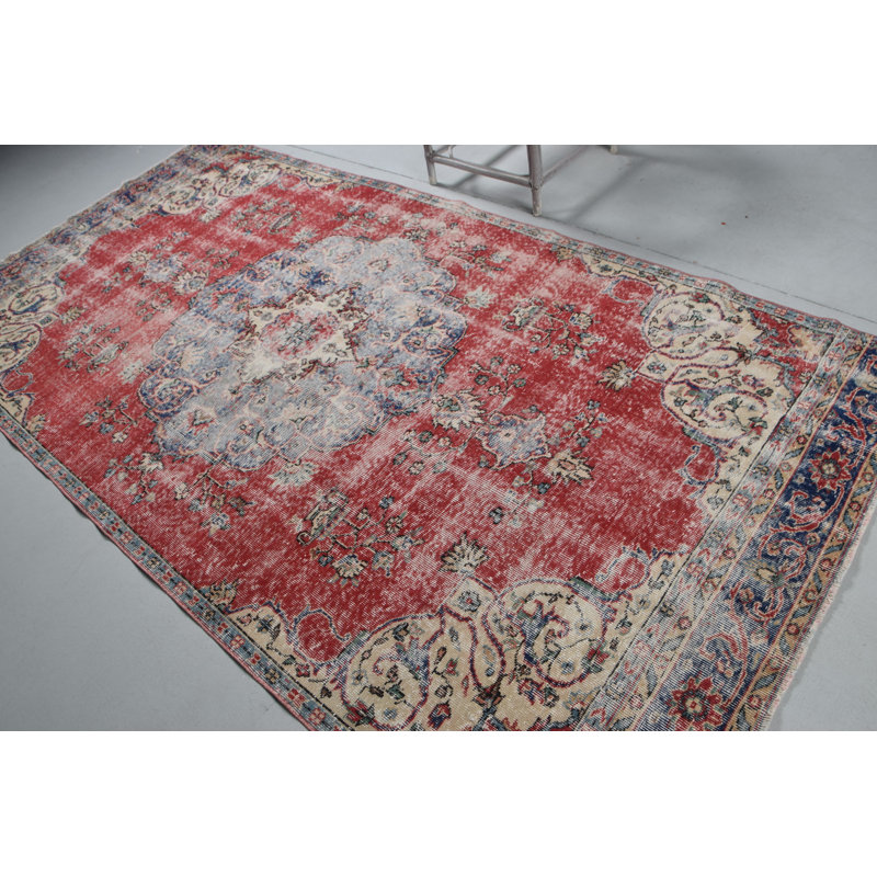Grand tapis Oushak turc fait à la main en rouge pour le bureau, la chambre à coucher et le salon