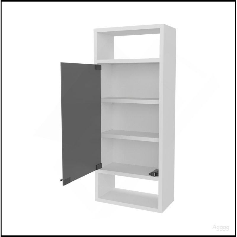Armoire à pharmacie avec porte en miroir et rangement ouvert, blanc FM