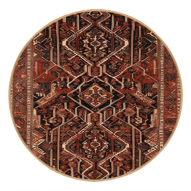 Tapis brun lavable à la machine, Rond 3 pi