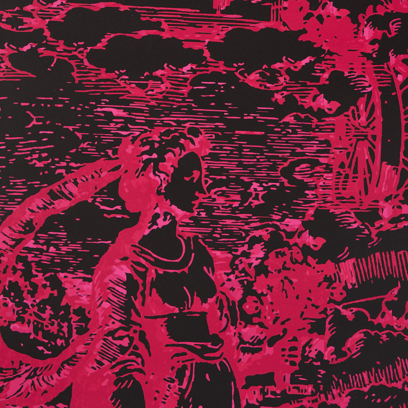 Schumacher x Johnson Hartig Modern Toile Wallpaper, Pink/Black