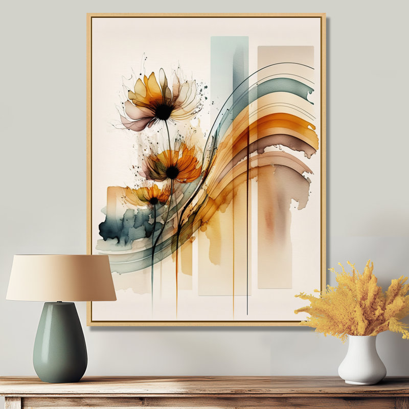 Orange Daisy Flowers Hyperrealistic II - Daisy Canvas Print, 32" H x 24" W, Maple Floater Framed