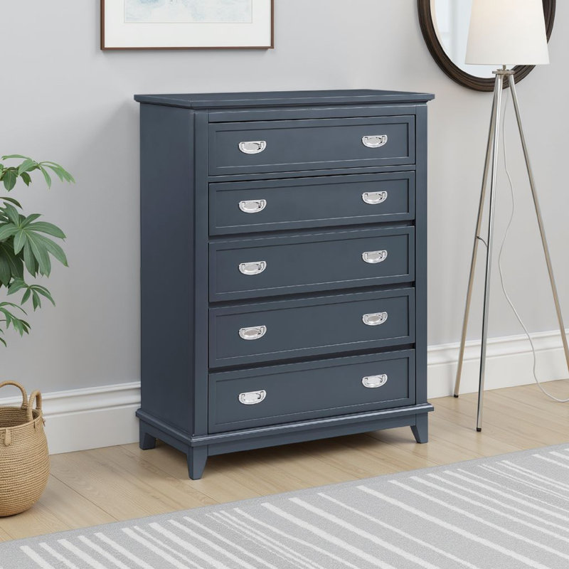 Commode haute 5 tiroirs Sely, Marine