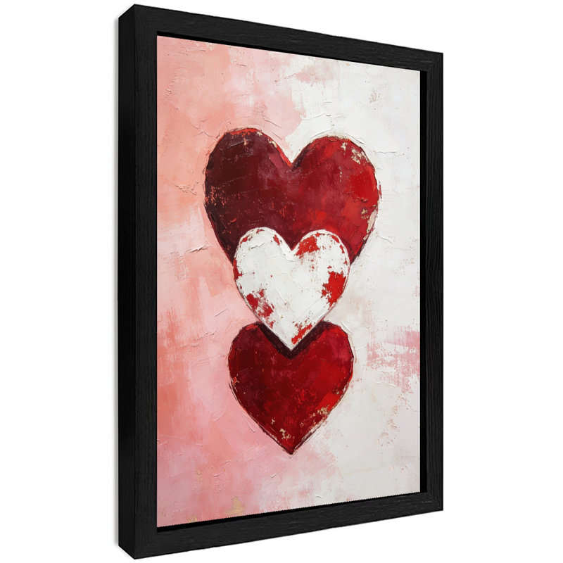 Art mural encadré noir sur fond rose, impressions sur le thème de la Saint-Valentin, H 37 po x l 25 po