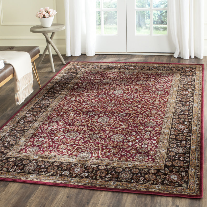 Petronella Viscose Oriental Rug in Red/Brown, Rectangle 4' x 5'3"
