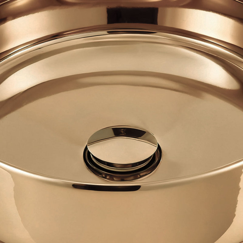Metro Lane 360mm L x 360mm W Natural Ceramic Circular Sink, Gold