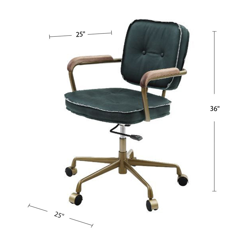 Chaise de travail en cuir véritable à grain supérieur, Green