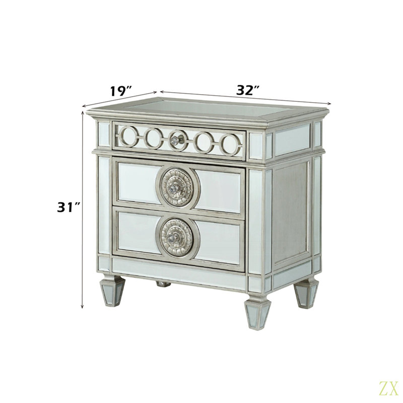 Table de chevet Glam Luxury, Argent argent