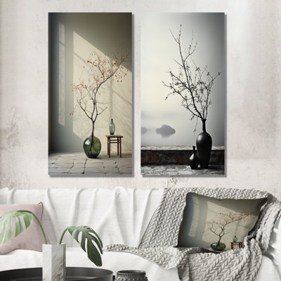 Minimalisme Winters Window Oasis - ensemble de 2 pièces murales abstraites