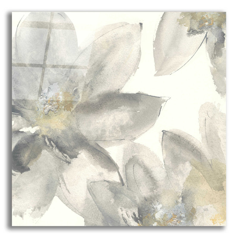 Red Barrel Studio® «Grey and Silver Flowers I» par Chris Paschke, 12" H x 12" W x 0.13" D