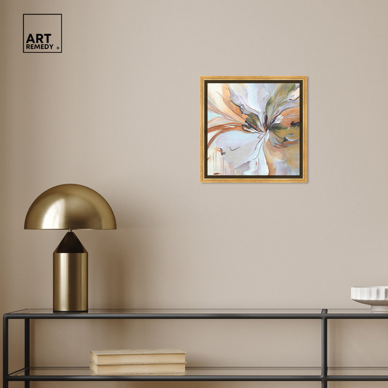 Golden Framed Abstract Canvas Print Wall Art, 13.5" x 13.5"
