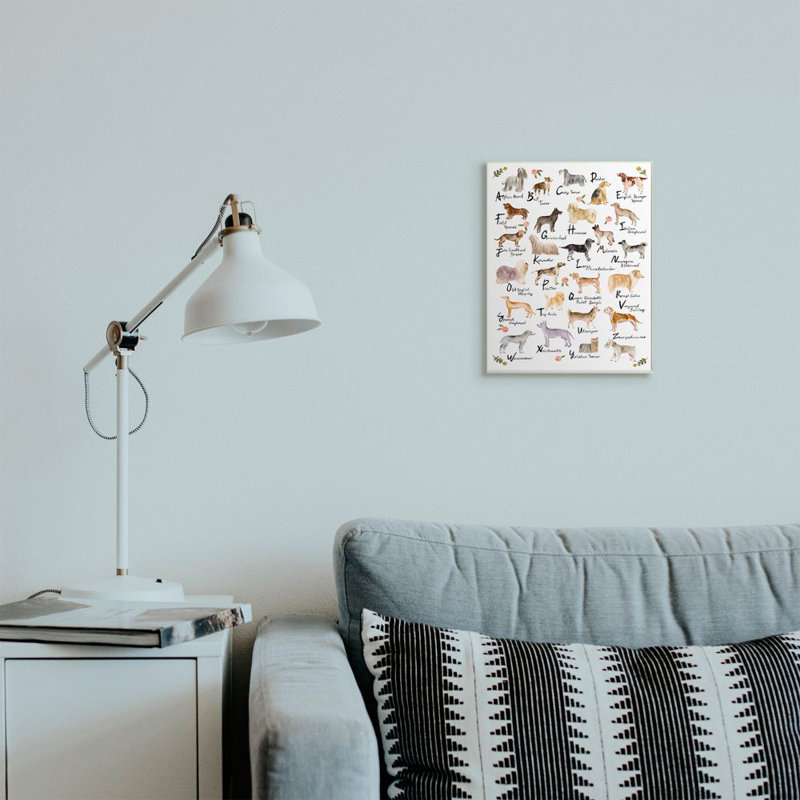 "Chic alphabet des chiens avec détails floraux" par Melissa want-impression d’art graphique, H 15 po x l 10 po x P 0,5 po