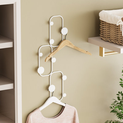 Crochet mural en métal robuste, finition blanche, 11,0 po x 2,0 po x 27,6 po | Conception robuste, épaisseur de 0,4 po | Peut supporter jusqu'à 22 lb | Parfait pour organiser manteaux, sacs et accessoires à la maison ou au bureau