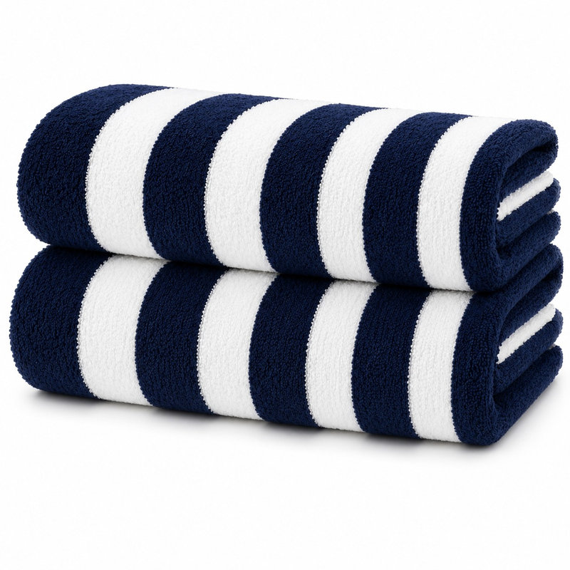 Premium Oversized Striped Towels - Soft, Absorbent & Long‑Lasting, Navy