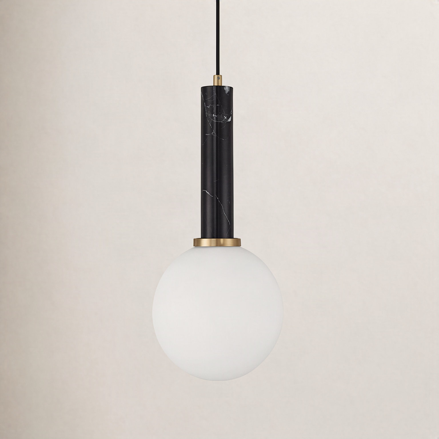 Romania Dimmable Single Light Pendant, Black/Brass