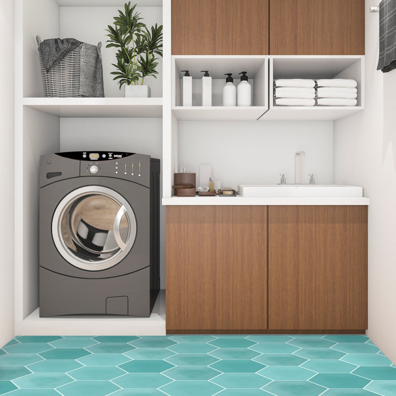 Solid Hex 8" x 9" Cement Wall & Floor Tile, Monte Verde