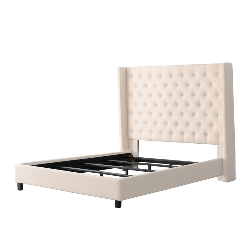Alfreton Upholstered Wingback Bed, Queen, Cream