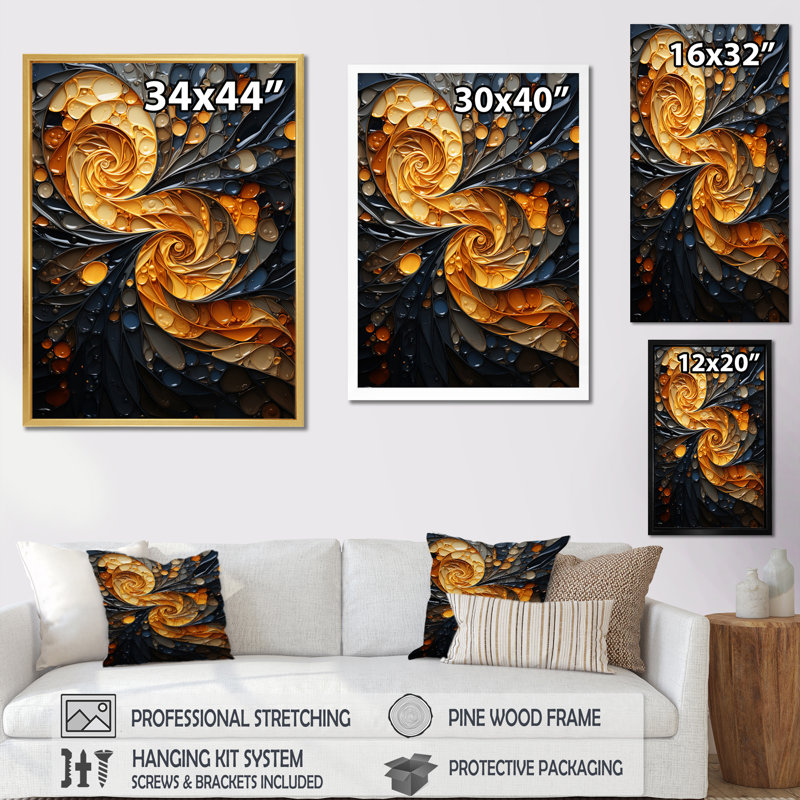 «Falisa Spiral Tangle», reproduction d'art sur toile, Noir, H 20 po x l 12 po x P 1 po