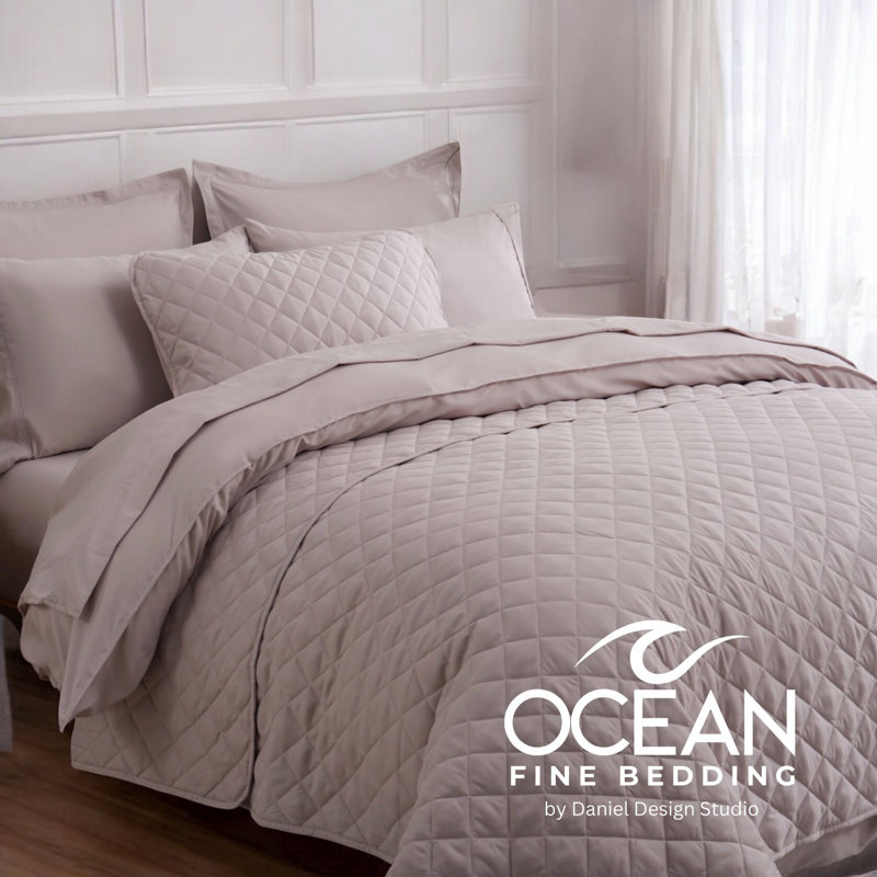 OCEAN FINE BEDDING Quilted Coverlet, Beige, King Coverlet/Bedspread