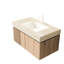 Comptoir en pierre frittée à motif de 91,4 cm (36 po) et lavabo encastré en céramique, un trou pour robinet standard, blanc beige, haute résistance à divers dommages, profondeur de 89 cm (35,08 po), largeur de 49,2 cm (19,34 po), hauteur de 22,1 cm (8,71 po), poids de 24,5 kg (54,02 lb)