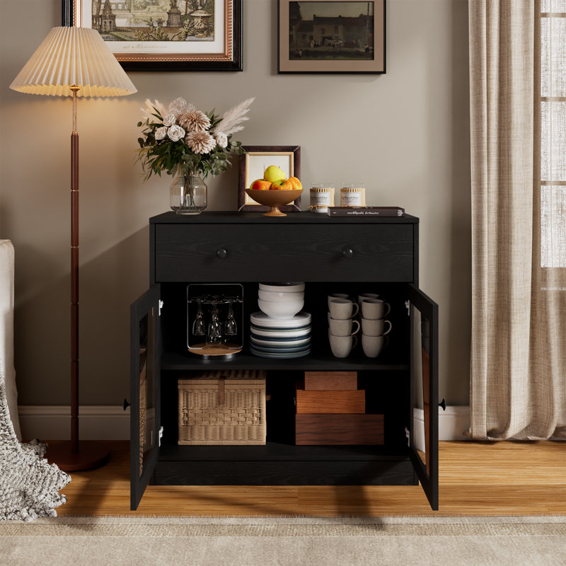 32" Tall 2 - Door Accent Cabinet, Black