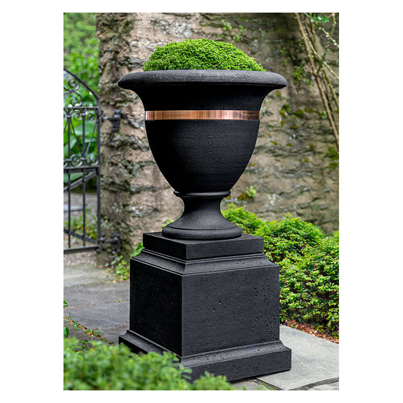 Urne à fleurs en cuivre, Nero Nuovo, H 26 po x l 24 po x P 24 po