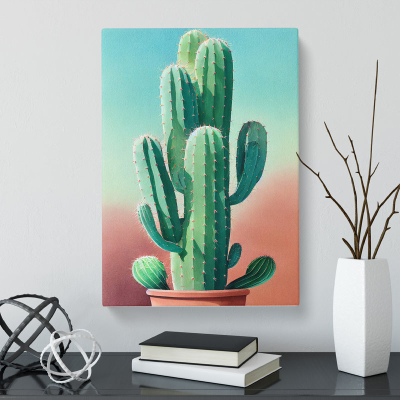 Watercolour Cacti Cactus - Wrapped Canvas, 50cm H x 35cm W x 3cm D