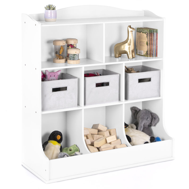 White Wooden Kids' Toy Storage Organizer with Cubbies