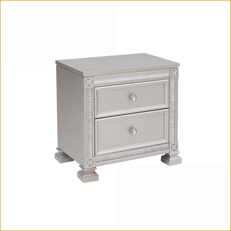 Table de chevet 2 tiroirs Modern Silver