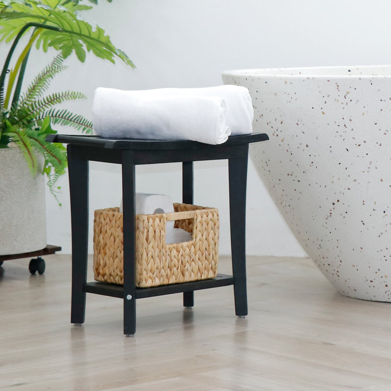 19"W Solid Wood Shower Bench, Black