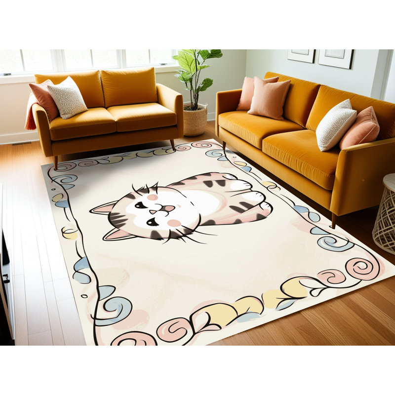Harriet Bee Washable Cute Animals Kids Rug, Rectangulaire 2 pi x 3 pi