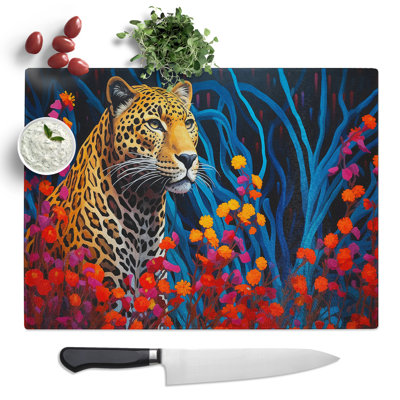 Leopard Colour Field  Glass Chopping Board