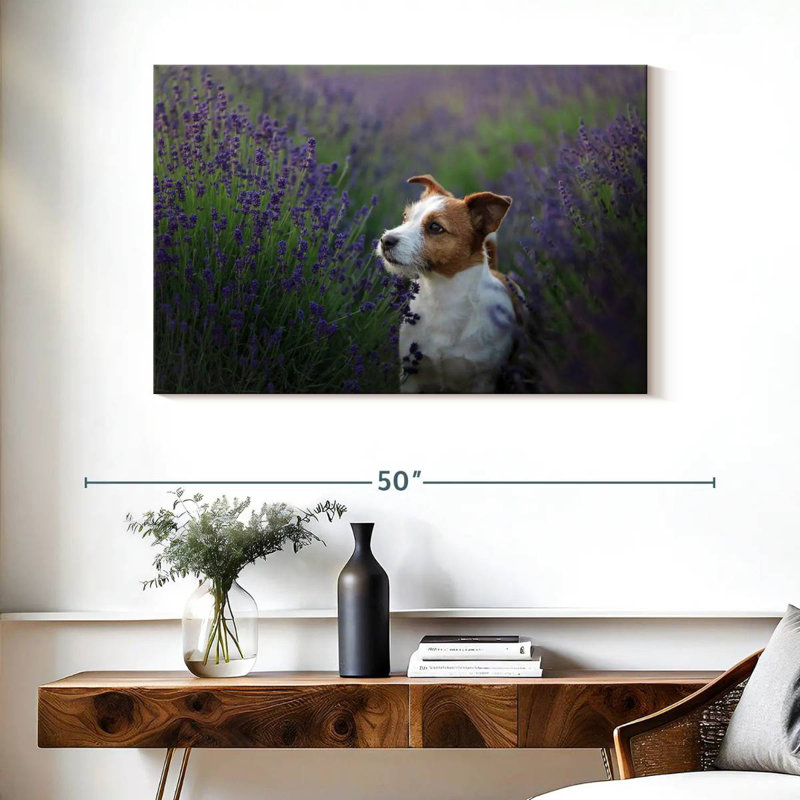 Crowle Jack Russell And Lavender, 26" H x 39" W