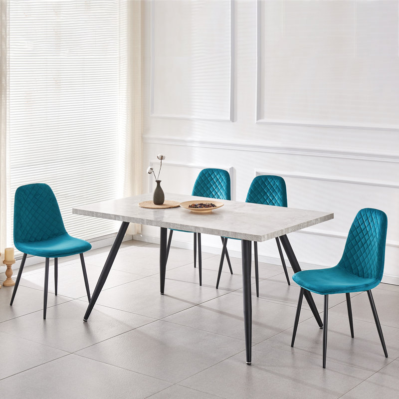 Brienna Velvet Upholstered Armless Dining Chair, Black, Dark Teal Velvet