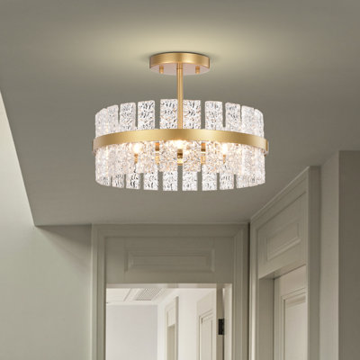 Casandra 4-light Glossy Bronze Drum Glass Strip Flush Mount B9B934857F8A4E739E3A60F646ECAC8D
