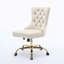 Fauteuil de bureau Furniture, fauteuil de bureau moderne capitonné en velours capitonné avec base en métal doré, chaise de bureau pivotante réglable (beige)-962217833