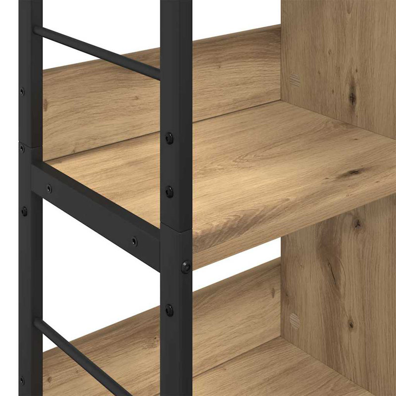 82cm W Steel Etagere Bookcase, Artisan Oak, (4 Shelves) 144.5cm. H x 82cm. W x 32cm. D
