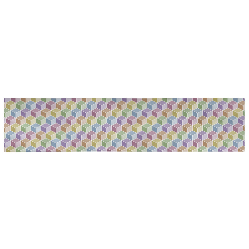 Chemin de table cubique arc-en-ciel Avicia, Jaune / bleu / vert, 91,5 po x 17,5 po, Polyester