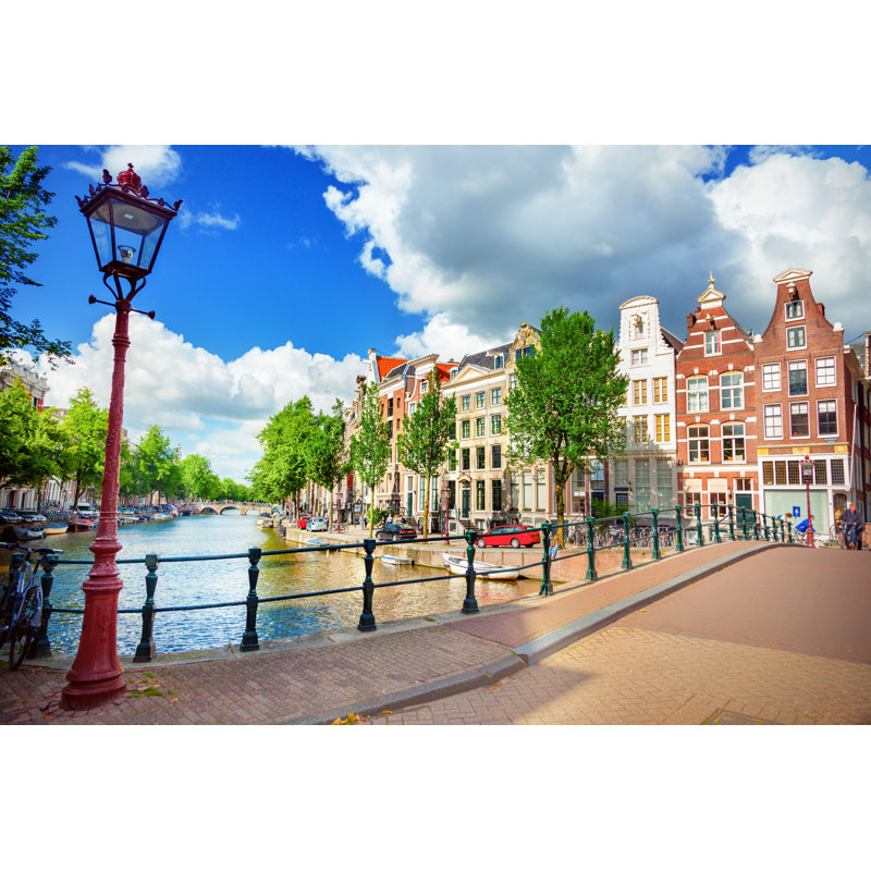 Canal in Amsterdam - Photographie sur toile tendue, H 24 po x l 36 po