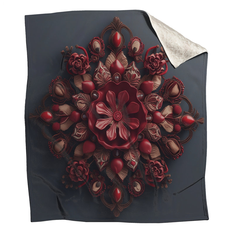 Couvertures de mandala rouges complexes, L 50 po x H 60 po